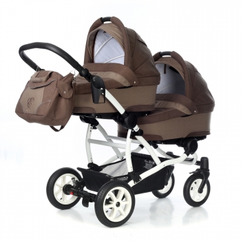 Коляска-люлька для двойни Esspero Duetto (шасси White) — Coffee