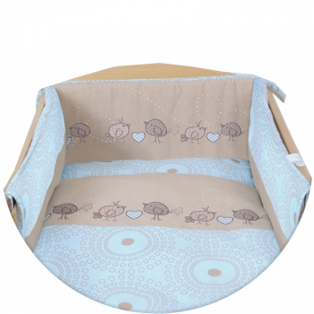 Постельное бельё Ceba Baby с принтом 3 предмета — Birdies Brown Lux