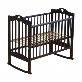 Детская кроватка Мой Малыш "Barney 5"  (колесо-качалка) массив березы — темный