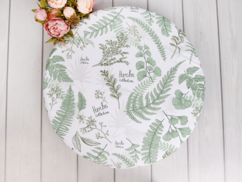 Простыня Amarobaby 75х75х12 на резинке круглая EXCLUSIVE Soft Collection — Папоротники зеленый/белый