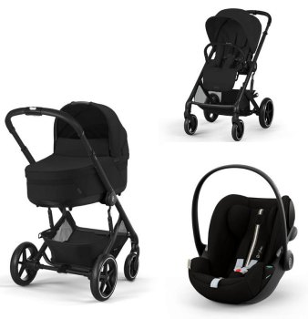 Коляска 3 в 1 Cybex Balios S Lux BLK — (Moon Black с дождевиками)