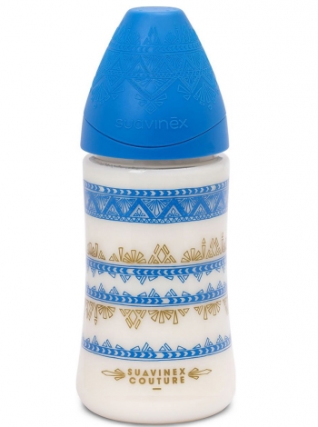 Бутылка Suavinex "Haute Couture NEW" от 0+ 270мл  с силиконовой круглой соской — синий