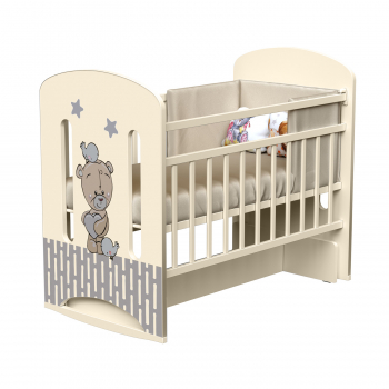 Детская кроватка ВДК "love me" (колесо-качалка с маятником) ЛДСП — Слоновая кость