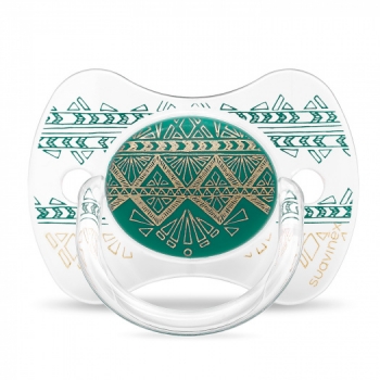Пустышка Suavinex "Haute Couture NEW" от 4-18мес с силиконовой физиологической соской — зеленый