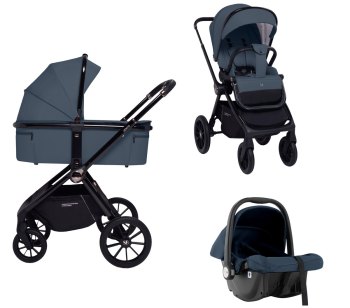 Детская коляска Sweet Baby Vento Black 3 в 1 — Blue