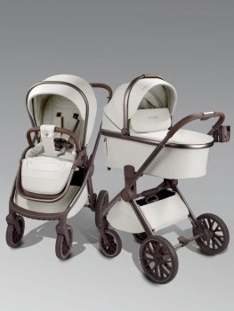 Коляска 2 в 1 Amarobaby Motus Premium Ecco Exclusive (Экокожа) — (молочный)