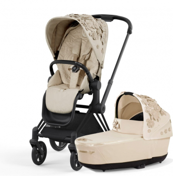 Коляска 2 в 1 Cybex Priam IV (шасси Matt Black) — Simply Flowers Nude Beige