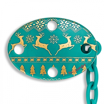Держатель Suavinex "Winter collection" с овальным зажимом — зелен.олени