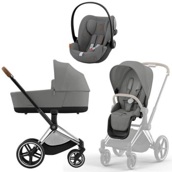 Коляска 3 в 1 Cybex Priam IV Chrome Brown Mirage Grey и автокресло Cloud G i-Size — (Lava Grey)