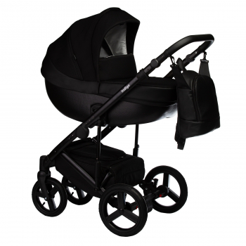 Коляска 3 в 1 Indigo TOUR ECO  — черная кожа+черный