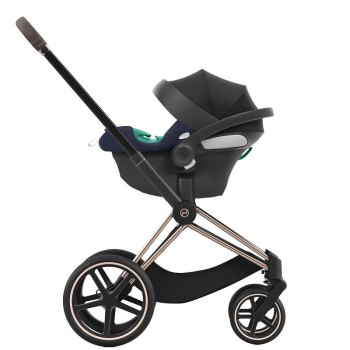 Коляска 3 в 1 Cybex Priam IV Rosegold Off White и автокресло Aton B2 i-Size — (Bay Blue)