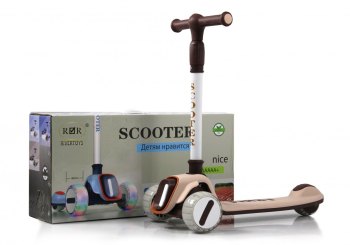 Детский самокат RiverToys HB-T-ONE — (коричневый)