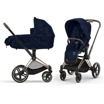 Коляска 2 в 1 Cybex Priam IV — (шасси Rosegold FE Rebellious Luxury Denim Blue)