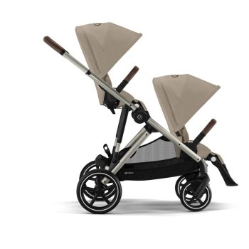 Прогулочная коляска для двойни Cybex Gazelle S TPE — (Almond Beige с корзиной и дождевиками)