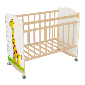 Детская кроватка ВДК "Морозко" (колесо-качалка) — бежевый-сл.кость Жираф