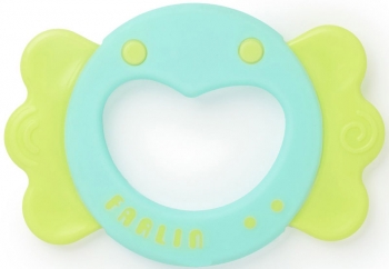 Прорезыватель силиконовый Farlin Веселое сердечко 0+ — бирюзовый-салатовый