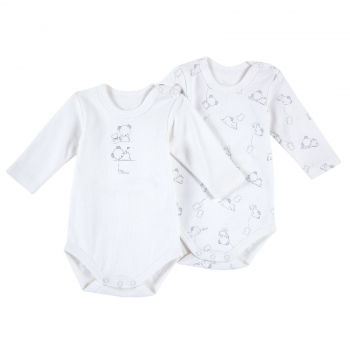 Боди (2 шт.) Chicco, принт Teddy bears, длинный рукав, для мальчиков и девочек, цвет белый