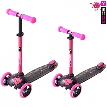 Самокат трехколесный Y-SCOO RT TRIO DIAMOND 120 Monsters 3 высоты — pink Zoi