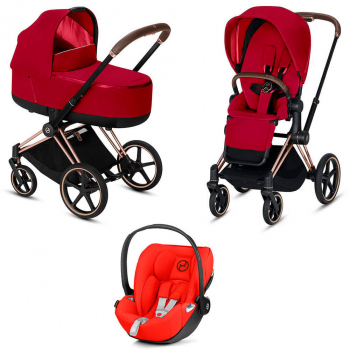 Коляска 3 в 1 Cybex Priam III (шасси Rosegold) — True Red