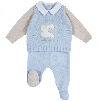 Комплект (кофточка+леггинсы) Chicco, принт Пингвины, для мальчиков, цвет голубой