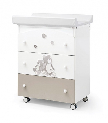 Пеленальный комод с ванночкой Erbesi Lilo Gio — белый-песочный