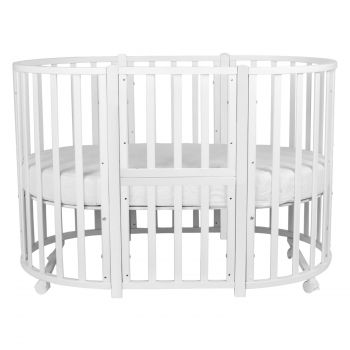 Детская кроватка Indigo "Born" 7в1 массив березы — белый-белый NEW