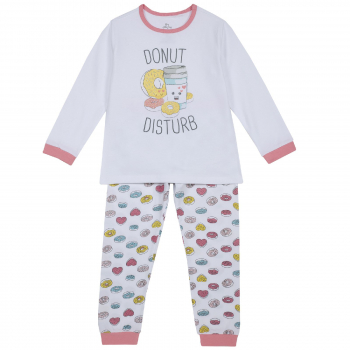 Пижама Chicco, принт пончики donut disturb (бело-розовый) (ошибка)