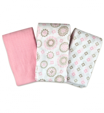 Набор пеленок Summer Infant 3 шт.  — розовый/белый с 2 видами орнаментов