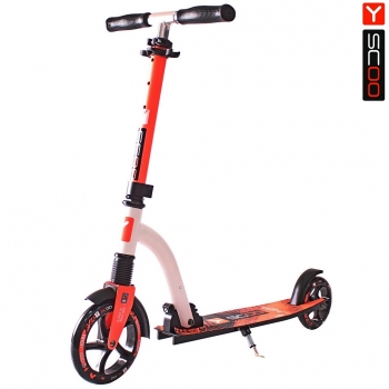 Самокат Y-SCOO RT 180 SLICKER с амортизатором — red-white
