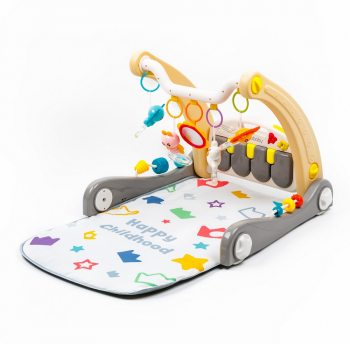 Каталка-ходунки Amarobaby Play Way 2 в 1 с развивающим ковриком и встроенной игровой панелью — Серый