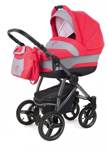Коляска для новорожденных Esspero Newborn Lux (шасси Graphite) — Red Grey