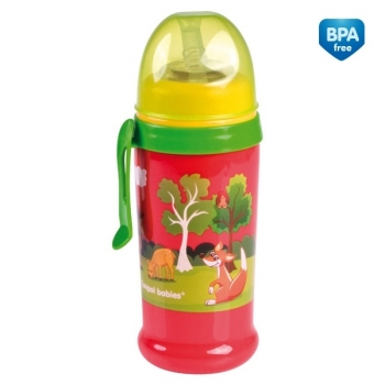 Поильник-непроливайка спортивный Canpol с трубочк. и крышкой, 350 мл, 12+ мес., арт. 56/510 — красный