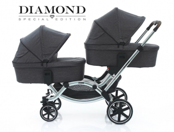 Коляска 2 в 1 для двойни и погодок FD-Design Zoom Diamond Special Edition — Asphalt