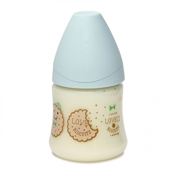 Бутылка Suavinex 150мл от 0 до 6 мес. с анатом. латексной соской — гол.печенье