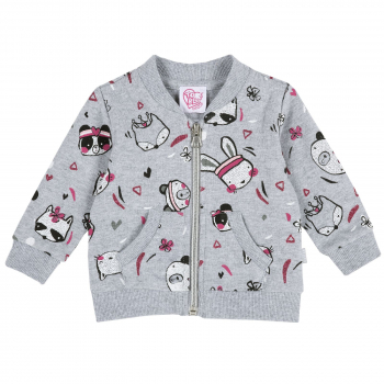 Толстовка Chicco, принт зверята, цвет светло-серый