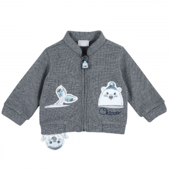 Толстовка Chicco, Принт Полярный мишка, для мальчиков, цвет тёмно-серый