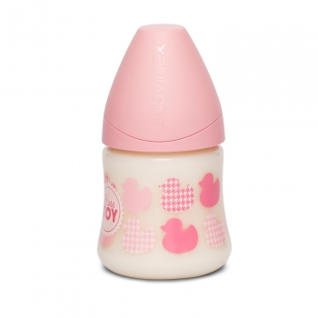 Бутылка Suavinex "TOY" от 0-6 мес.150мл с силиконовой анатомической соской (3800169) — розовый