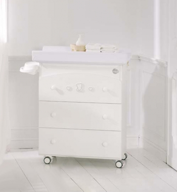 Пеленальный комод с ванночкой Baby Expert Teddy — белый