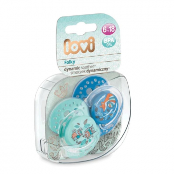 Пустышка динамическая Lovi Folky арт. 22/843, силикон, 6-18 мес., 2 шт. — для мальчика