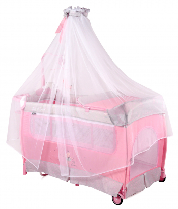 Манеж-кровать LORELLI Sleep'N'Dream rocker — Серо-розовый / Pink Ballet 1933