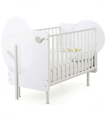 Детская кровать Baby Expert Bosco с реечными бортиками — белый/серый