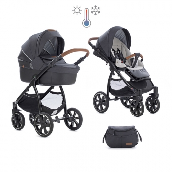 Коляска 2 в 1 Noordi Fjordi Sport Melange Leather — Coal 841