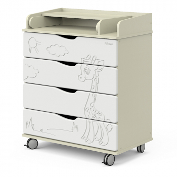 Пеленальный комод Pituso Жирафик Орион 804 ПВХ — Слоновая кость/Белый