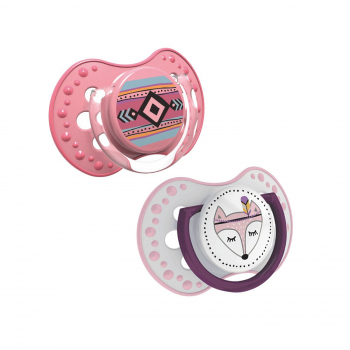 Пустышка динамическая Lovi Indian Summer арт. 22/857, силикон, 6-18 мес., 2 шт. — для девочки