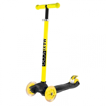 Самокат Maxiscoo Junior трехколесный со светящимися колесами — Черный