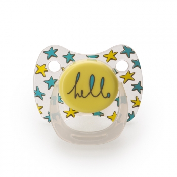 Соска-пустышка ортодонтической формы с колпачком Happy Baby — Yellow