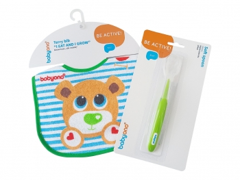 Набор нагрудник BabyOno 3+ ложечка — мальчик