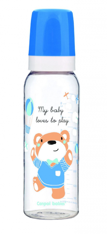 Бутылочка Canpol Sweet fun тритановая, с сил. соской, 250 мл, 12+ мес., арт. 11/840 — голубой