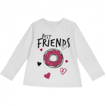 Лонгслив Chicco принт Best Friends, для девочек, цвет бело-розовый