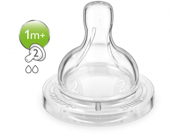 Соска Avent Classic+, медленный поток, 2 шт., 1м+, арт. 82820